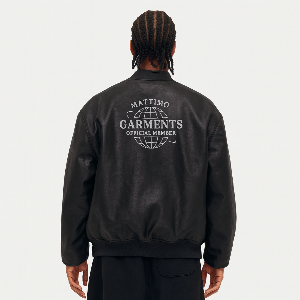 Galaxy Leather Bomber Jacket